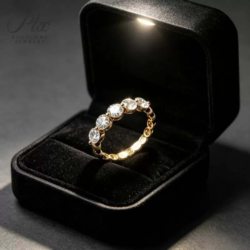10k gold man made diamond three stone ring on sale