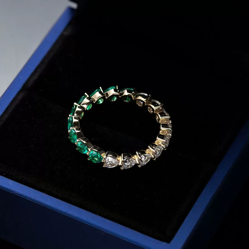 buy green gold moissanite eternity band